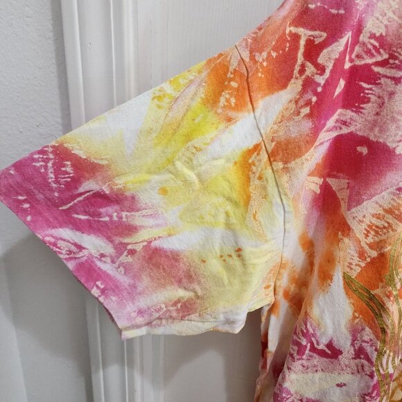 Vintage 80s Silver Screen T's Tiedye S/S T Shirt Gold Screen Print Fish OSFA - Picture 3 of 10